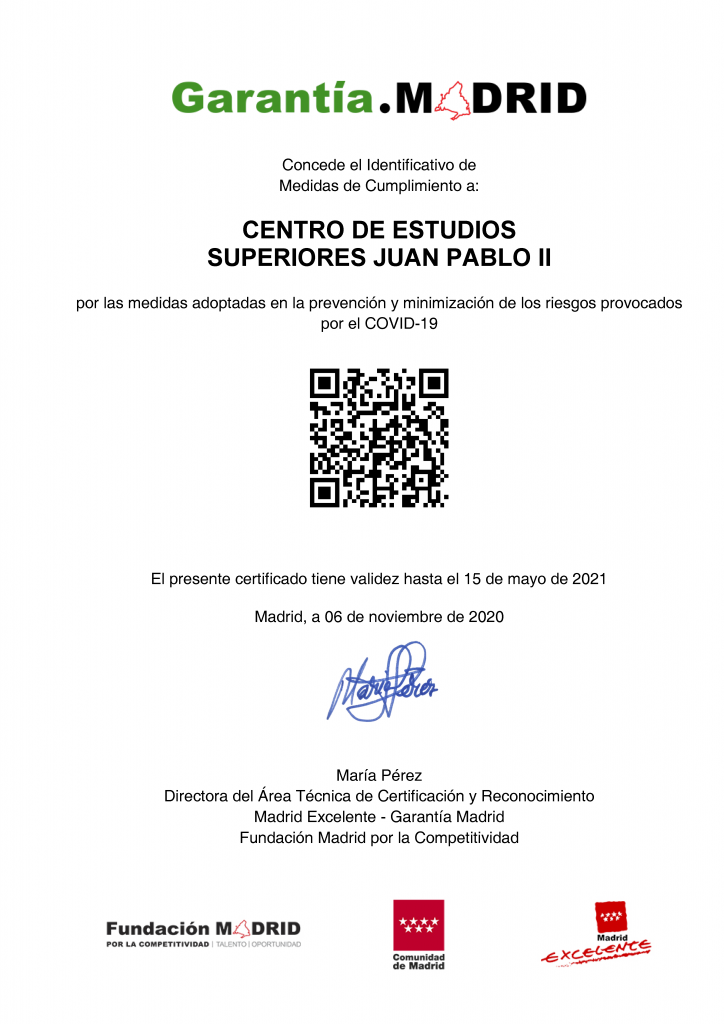 Certificado del Identificativo Garantia Madrid